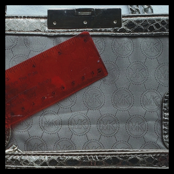 Michael Kors Sloan Silver Python embossed Leather Crossbody Purse - Picture 11 of 11